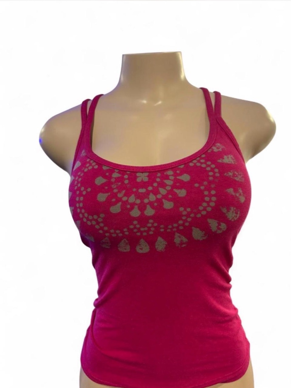 Green Apple Fuchsia Racerback Tank with Printed Logo